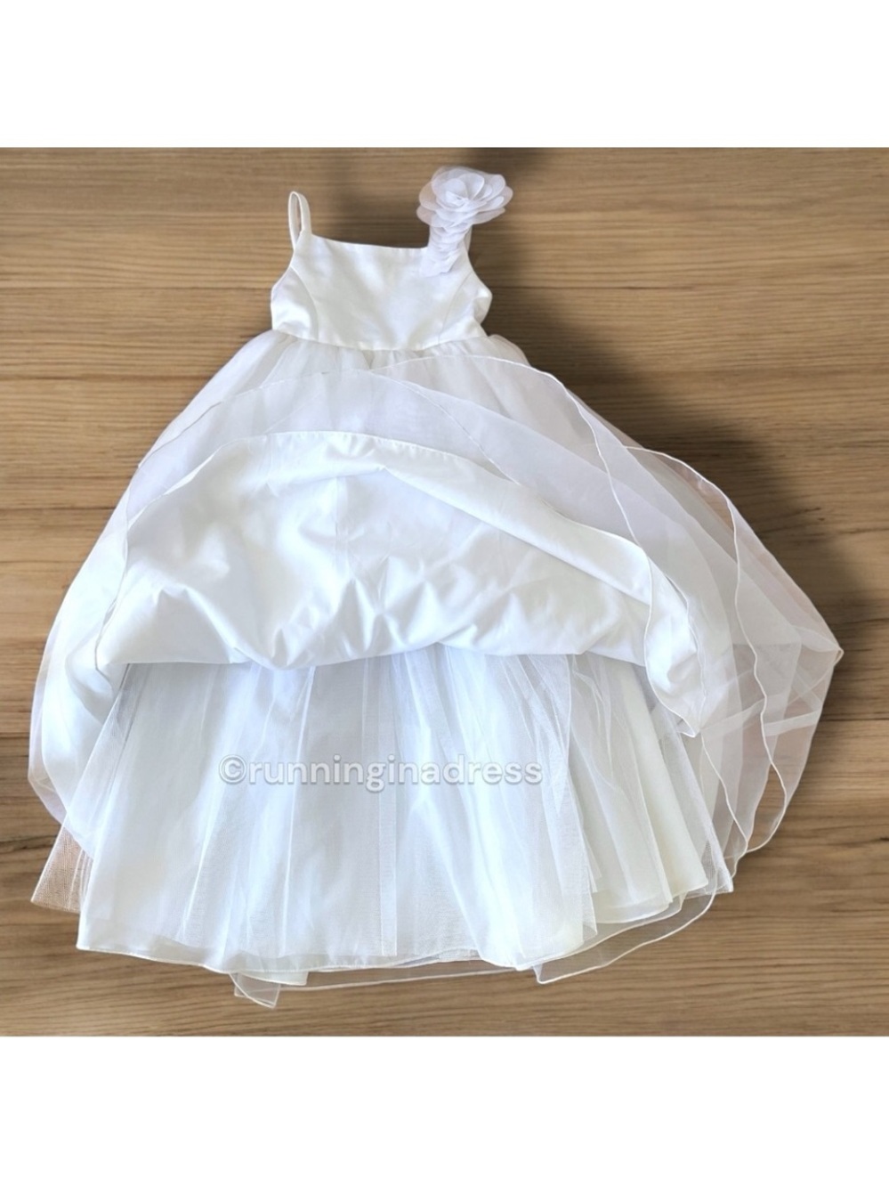 David’s Bridal White Organza Tiered Flower Girl Dress WG1267 Size 6 - Picture 9 of 16